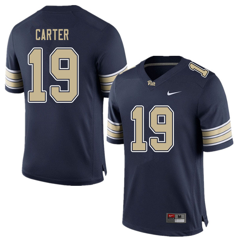 Men #19 V'Lique Carter Pitt Panthers College Football Jerseys Sale-Blue